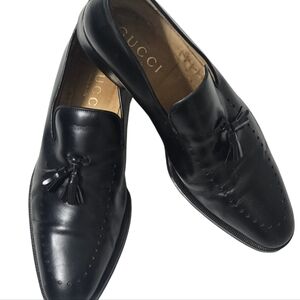 Gucci Men's Perforated Black Horsebit Loafers  Size 10.5D Authentic with COA